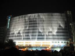 Hotel in Guilin, China, the facade of which becomes a waterfall nightly